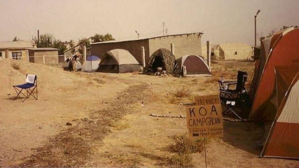 PHOTO: A photo shows the living quarters at Karshi-Khanabad base in Uzbekistan in October 2001. 