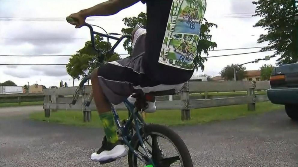 PHOTO: La David Johnson gained a following as a bike trick star in Miami Gardens, Fla., years before joining the military. 