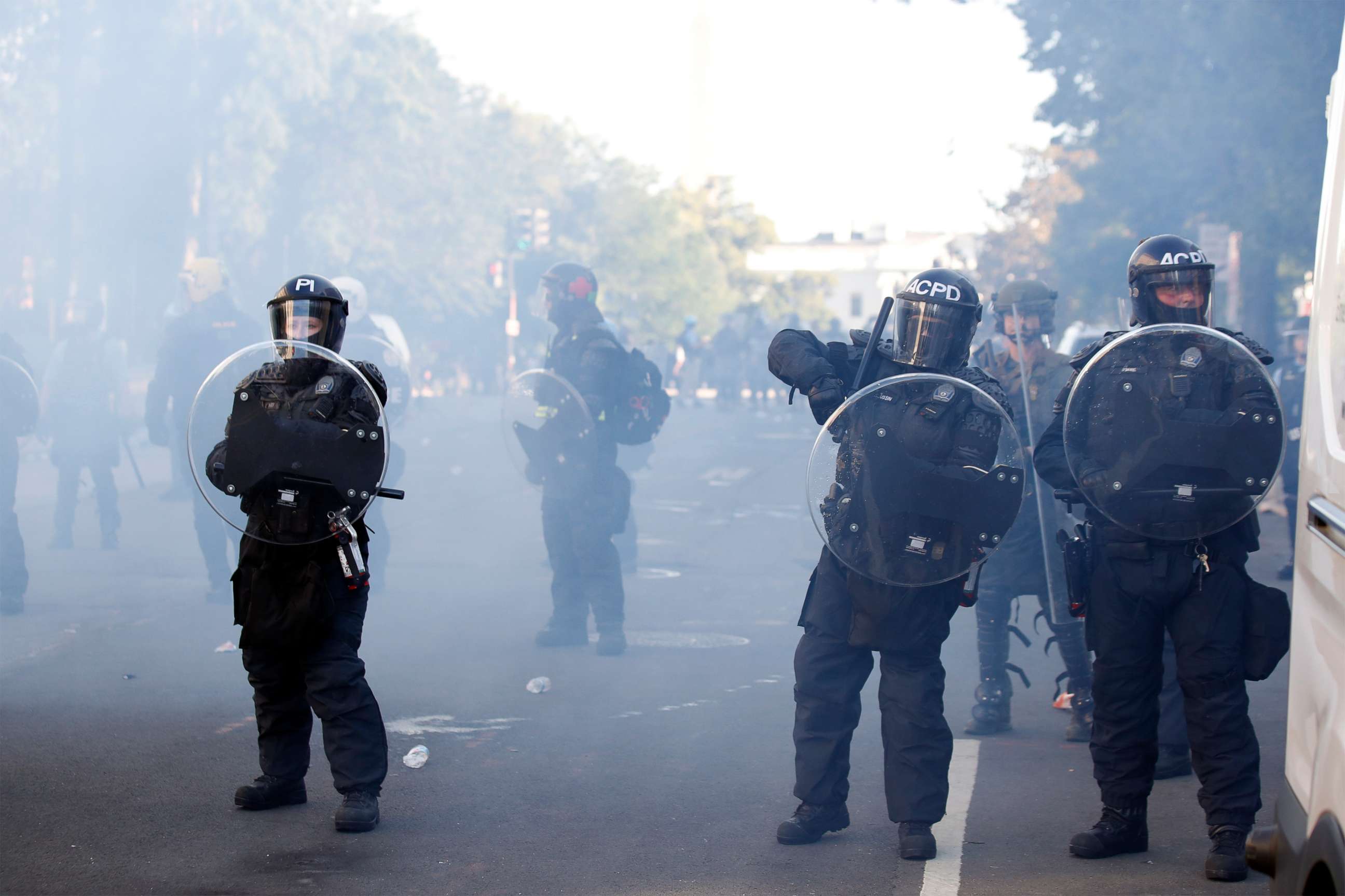 PHOTO: Police clear demonstrators from Lafayette Park as they protest the death of George Floyd, June 1, 2020, in Washington.