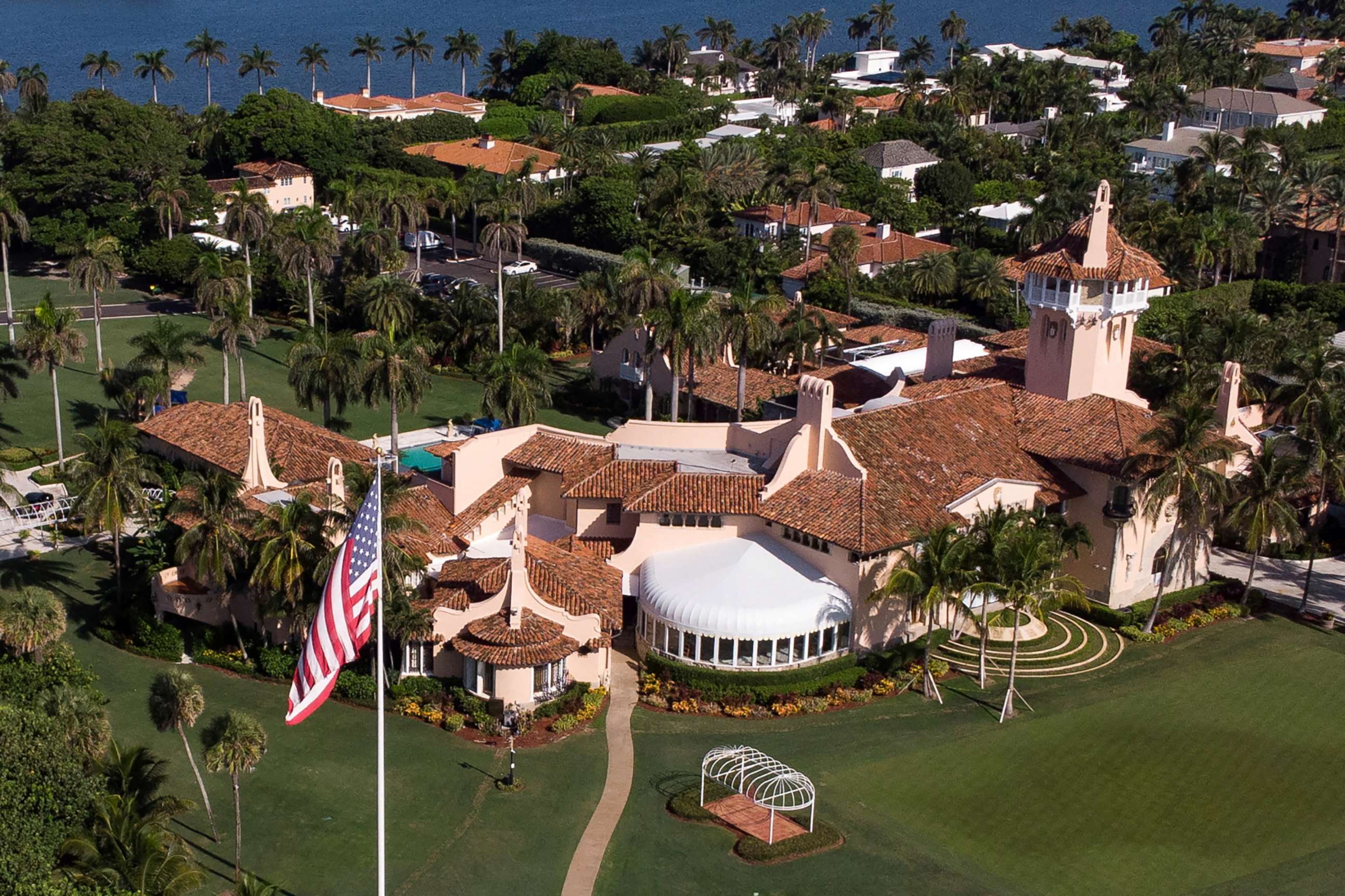 PHOTO: An aerial view of former President Donald Trump's Mar-a-Lago home in Palm Beach, Fla., Aug. 15, 2022. 