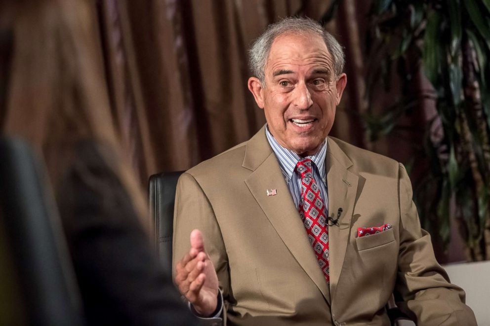 PHOTO: Attorney Lanny Davis gestures as he speaks during an interview in Prague, May 22, 2018.