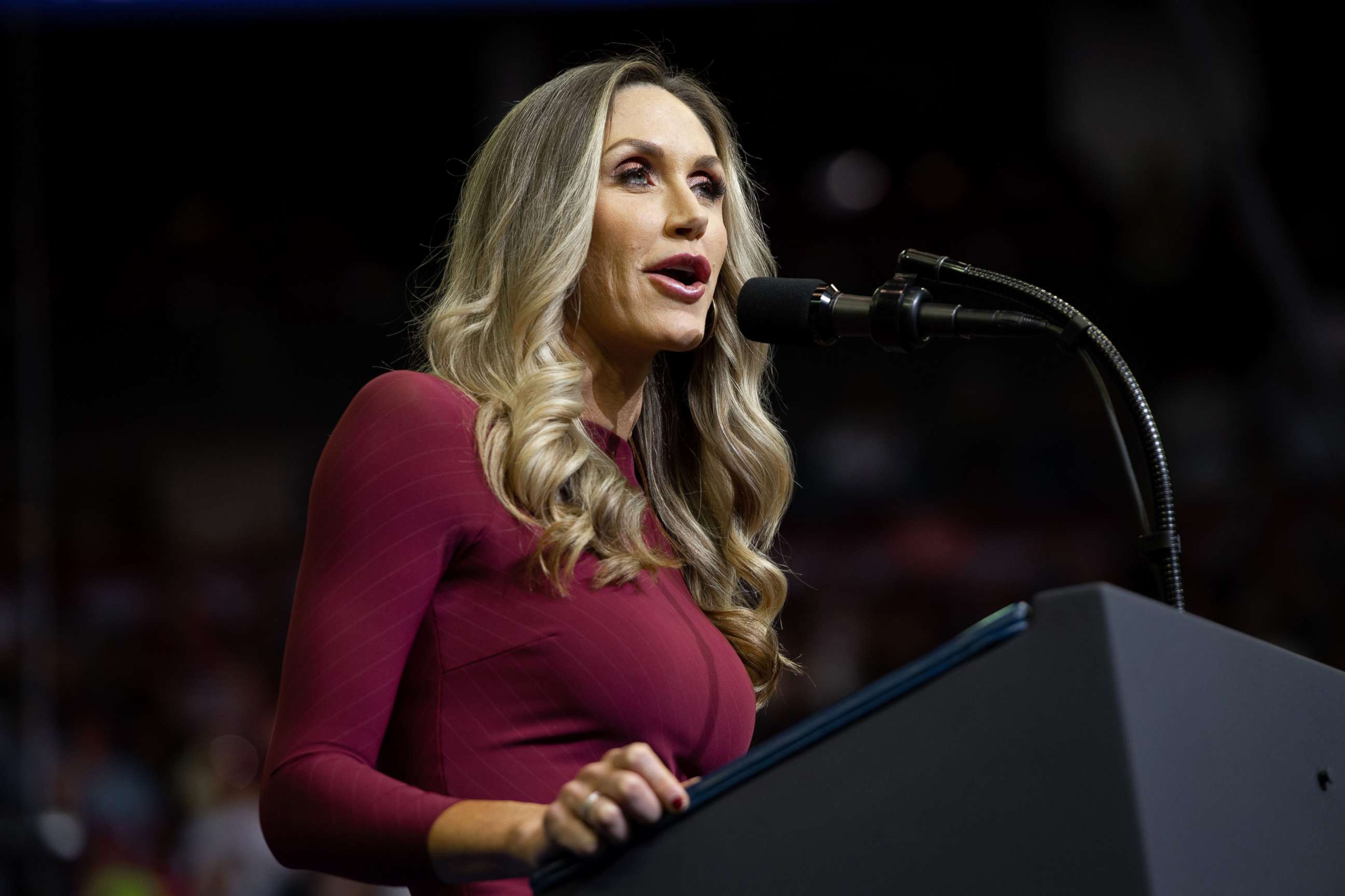 PHOTO: Lara Trump speaks during a campaign rally at the Toyota Center in Houston, Texas, Oct. 22, 2018.