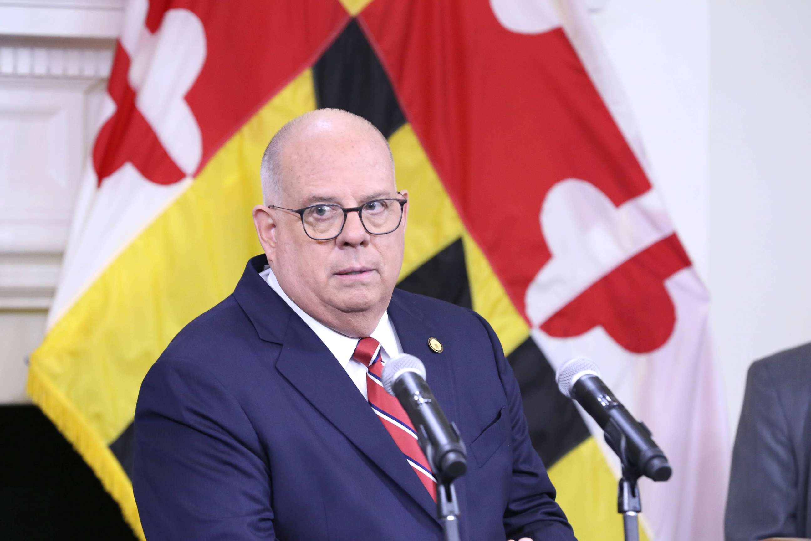 PHOTO: Governor Larry Hogan speaks at a press conference at Maryland State House on June 9, 2022 in Annapolis, Md.