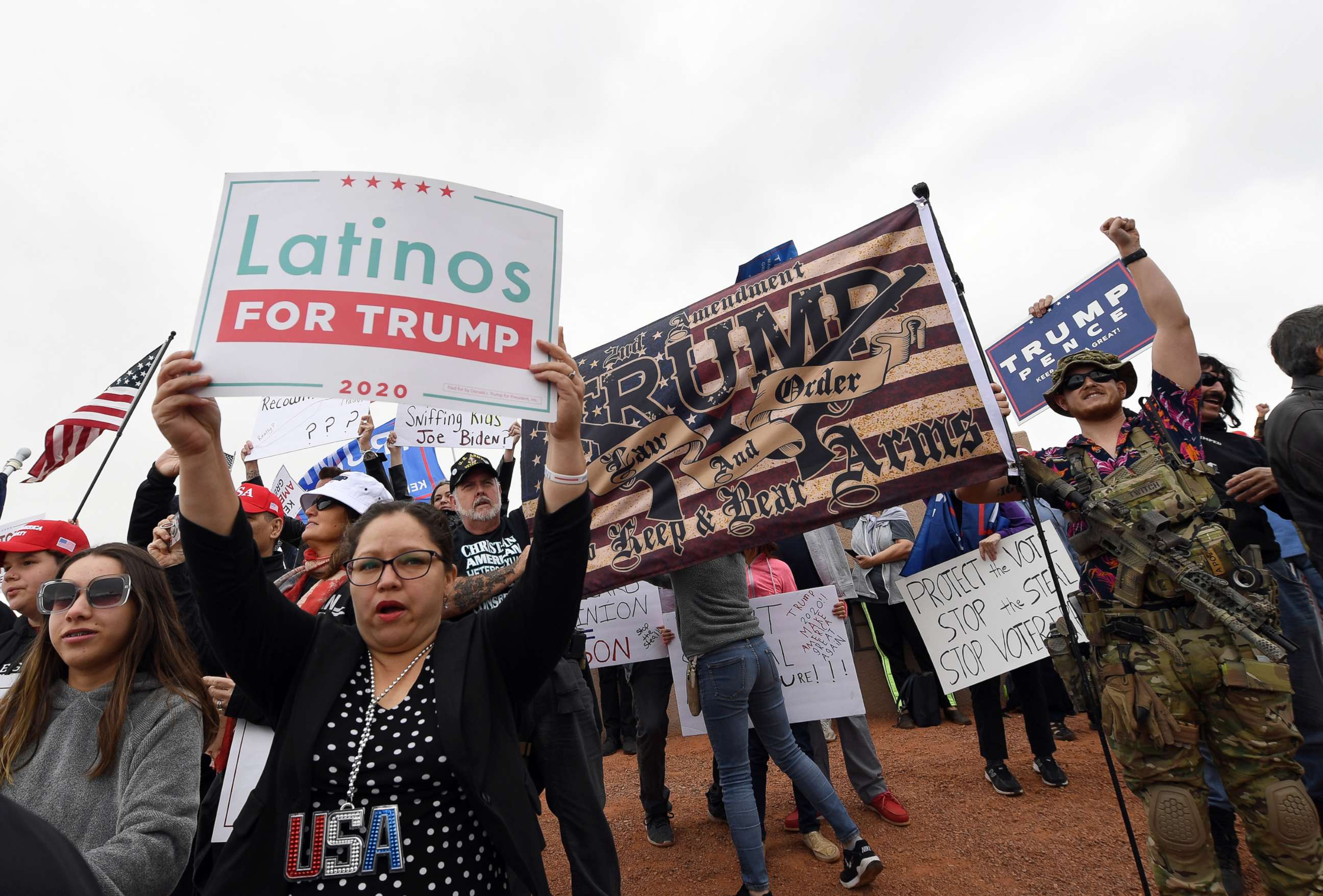 PHOTO: Supporters of President Donald Trump protest outside the Clark County Election Department, Nov. 7, 2020, in North Las Vegas.