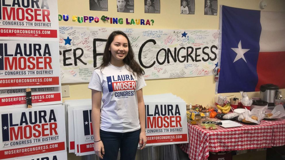 PHOTO: A fellow for Laura Moser's campaign at campaign headquarters.