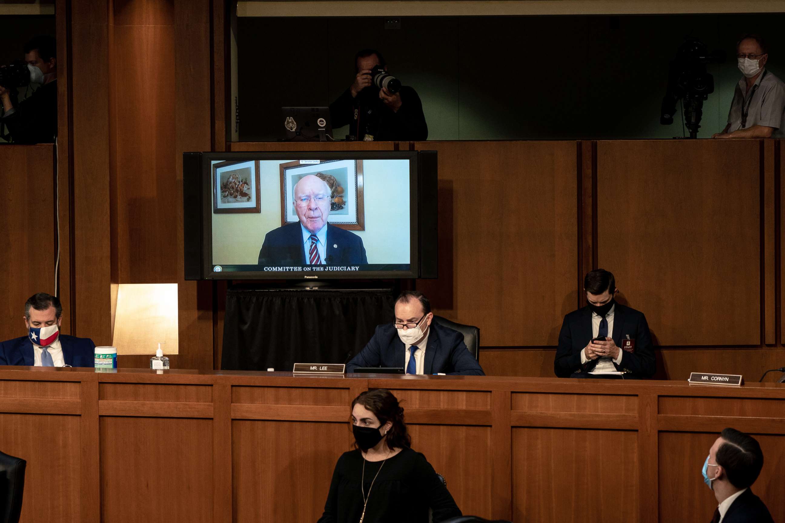 PHOTO: Supreme Court nominee Judge Amy Coney Barrett participates in the second day of her Senate Judiciary committee confirmation hearing on Capitol Hill, Oct. 13, 2020, in Washington, D.C.