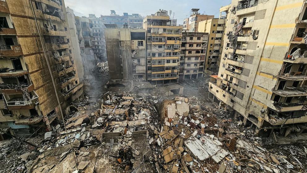 PHOTO: An overnight Israeli airstrike targeted the Haret Hreik neighbourhood in Beirut's southern suburbs, on March 14, 2026.