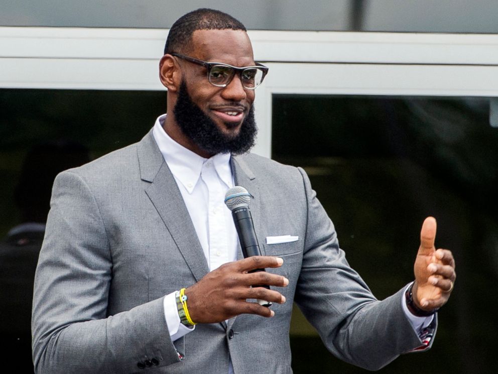 PHOTO: LeBron James speaks at the opening ceremony for the I Promise School in Akron, Ohio, July 30, 2018.