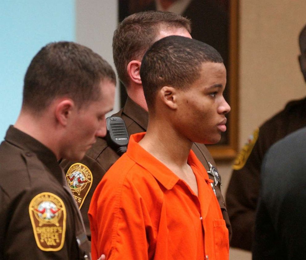 PHOTO: In this Oct. 20, 2003, file photo, Lee Boyd Malvo listens to court proceedings during the trial of fellow sniper suspect John Allen Muhammad in Virginia Beach, Va.