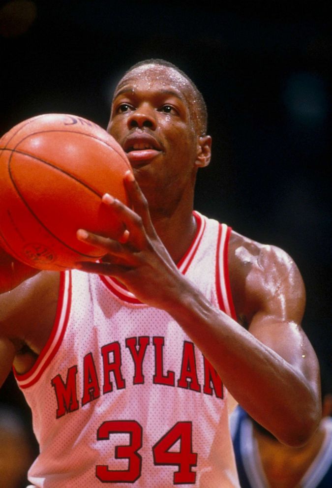 PHOTO: University of Maryland's Len Bias #34 aims to shoot from the free throw line during a game in an undated photo.