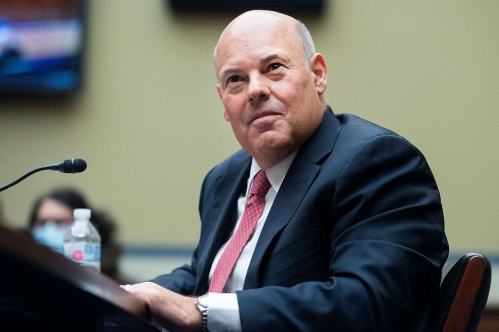 PHOTO: Postmaster General Louis DeJoy testifies during the House Oversight and Reform Committee hearing in Washington, Aug. 24, 2020.