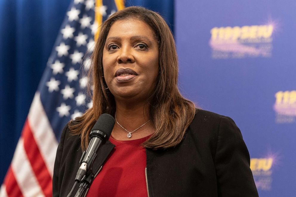 PHOTO: Attorney General Letitia James speaks during a rally in New York, on July 27, 2022.