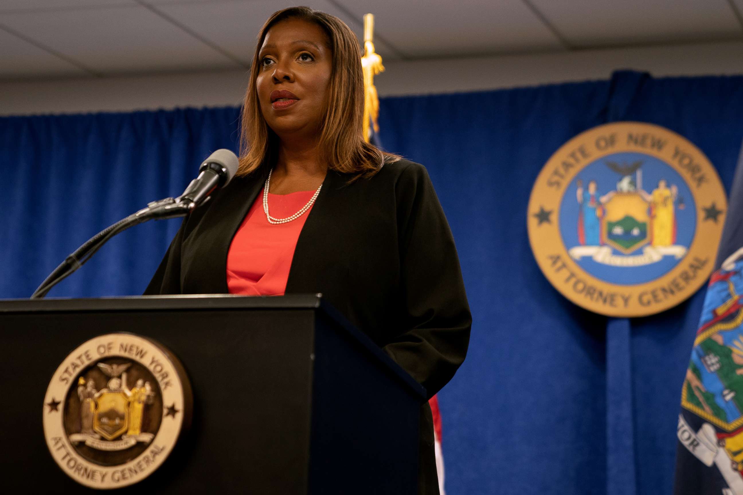 PHOTO: New York Attorney General Letitia James presents the findings of an independent investigation into accusations by multiple women that New York Governor Andrew Cuomo sexually harassed them, Aug. 3, 2021, in New York City.