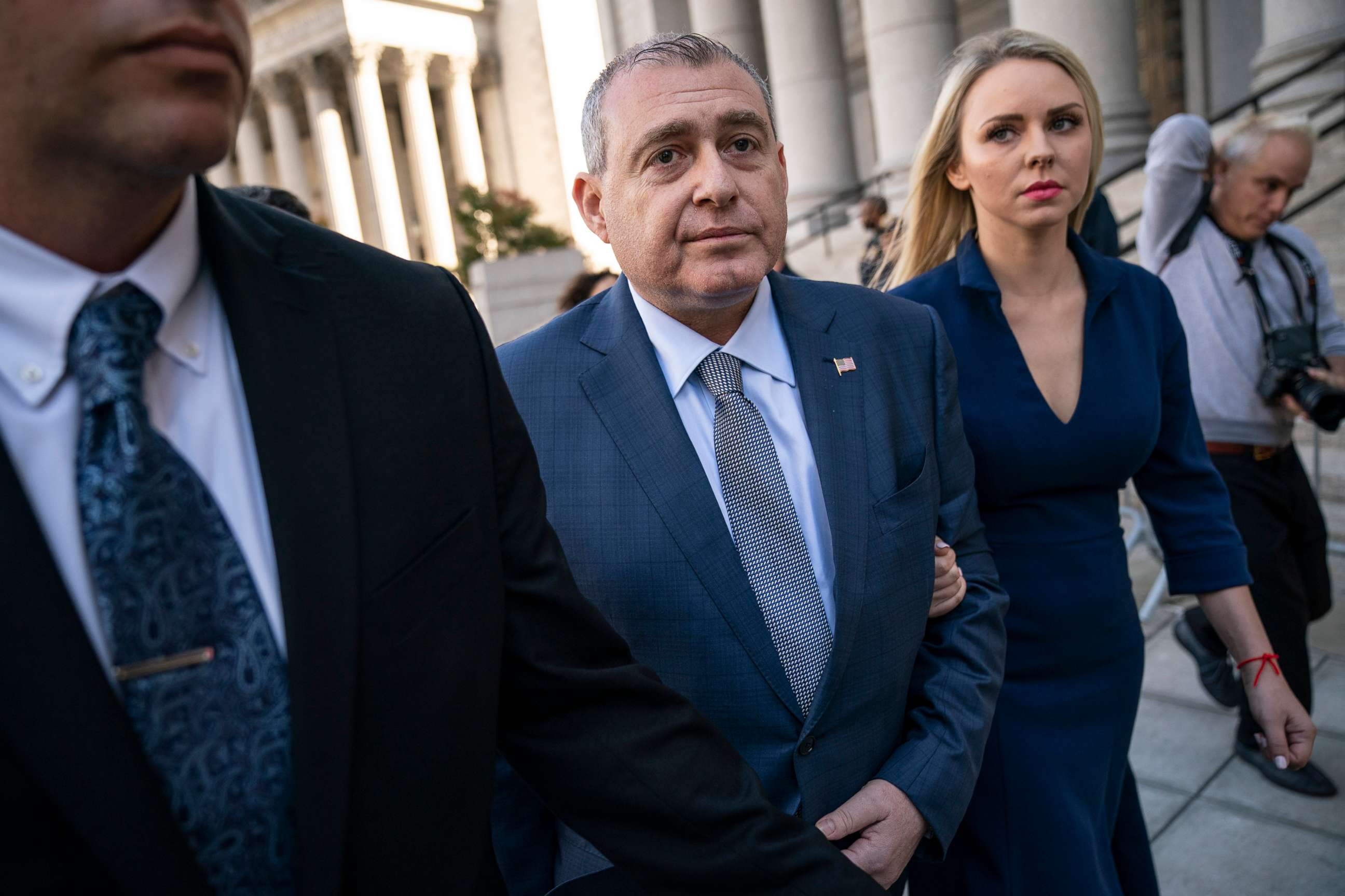 PHOTO: Lev Parnas and his wife Svetlana Parnas depart federal court following an arraignment hearing, Oct. 23, 2019, in New York.