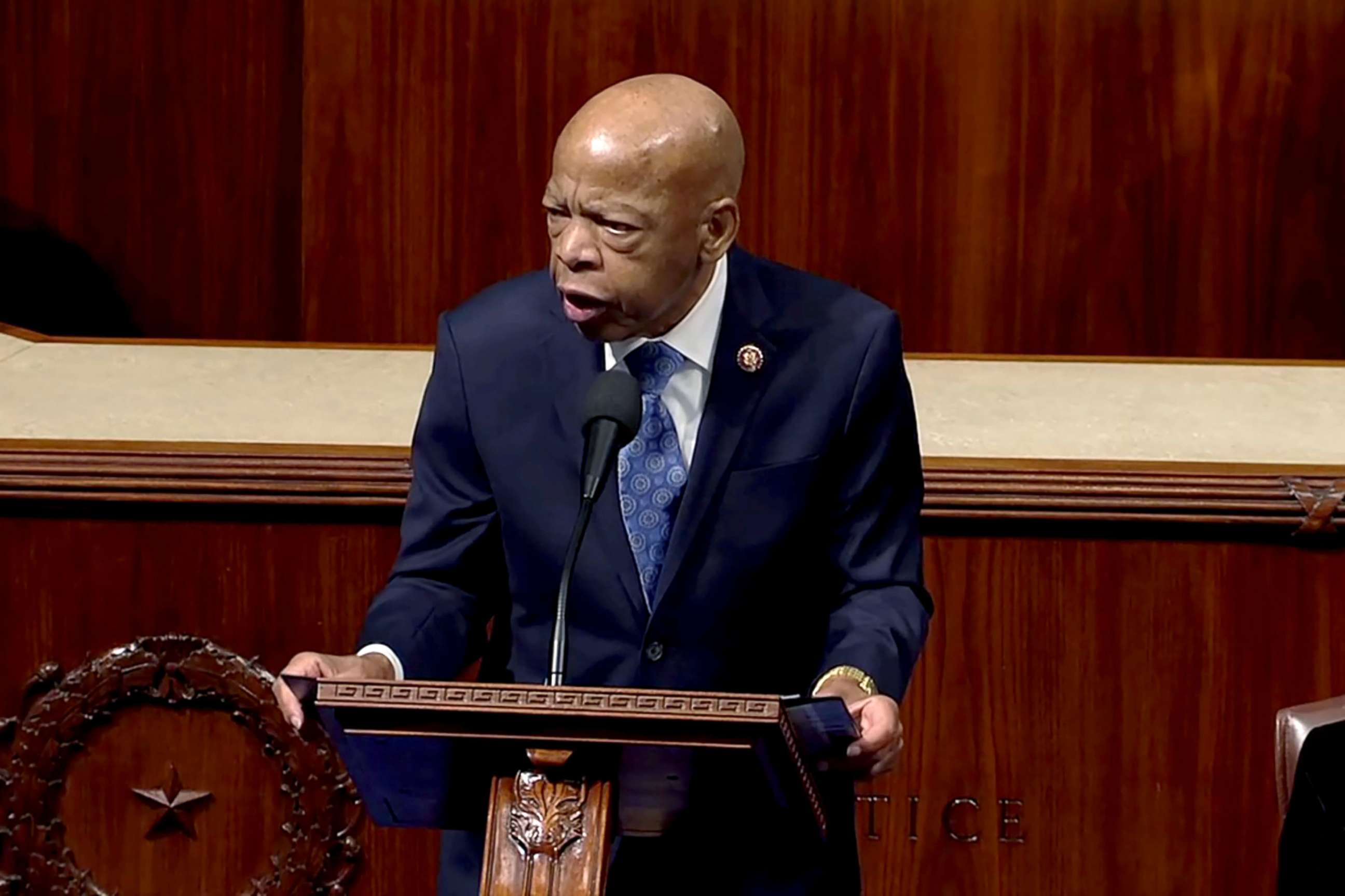 PHOTO: Rep. John Lewis speaks ahead of a vote on two articles of impeachment against President Donald Trump on Capitol Hill, Dec. 18, 2019, in Washington, D.C.