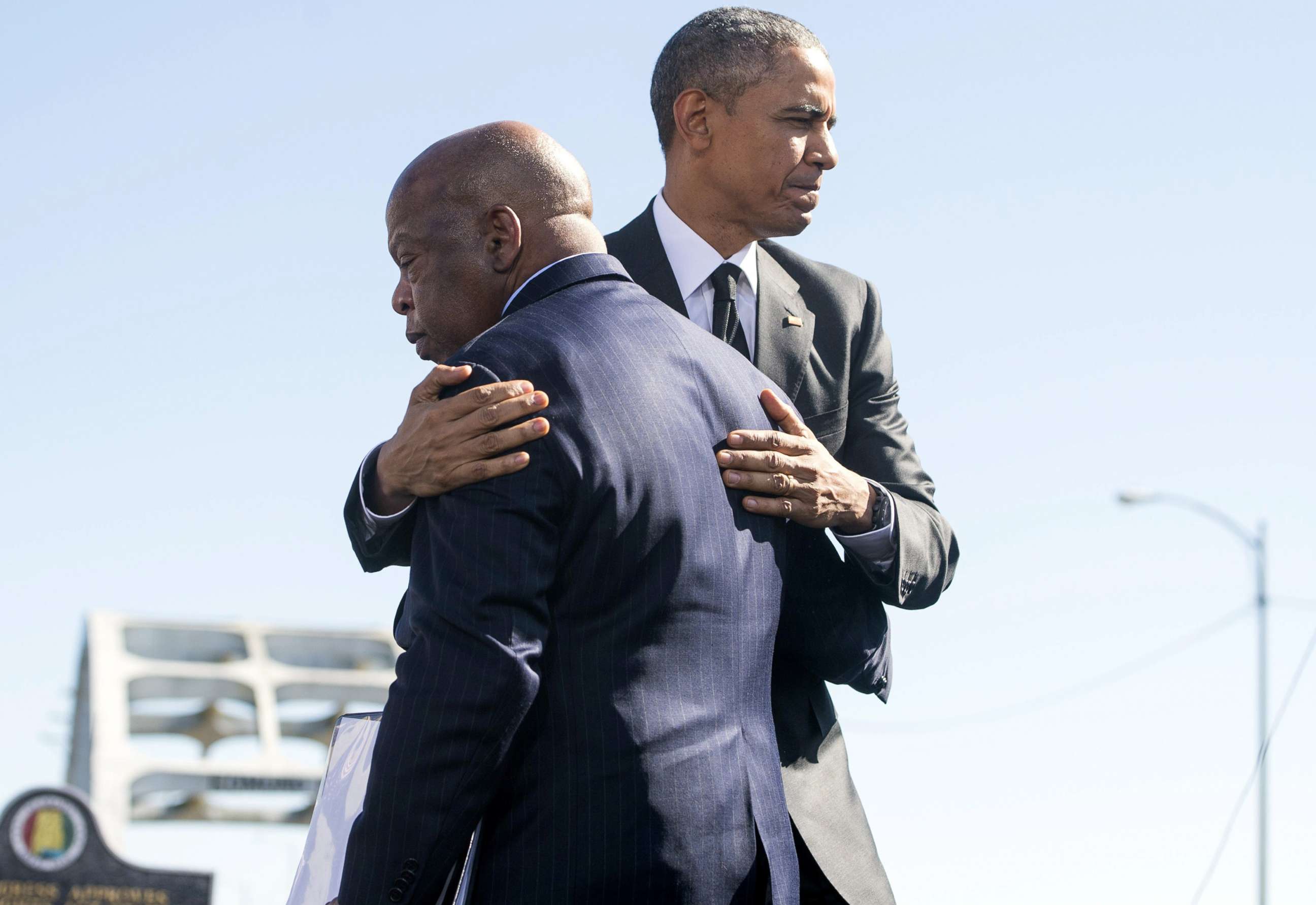 PHOTO: President Barack Obama hugs Rep. John Lewis, Democrat of Georgia during an event marking the 50th Anniversary of the Selma to Montgomery civil rights marches at the Edmund Pettus Bridge in Selma, Ala., March 7, 2015.