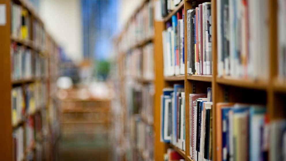 PHOTO: Books on shelf in library in a stock photo.