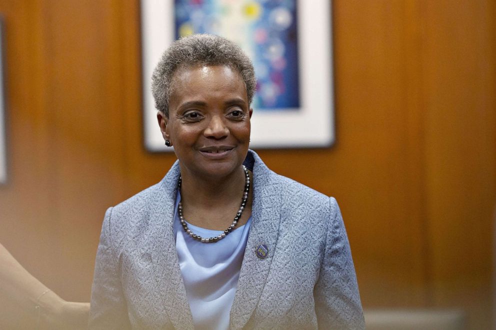 PHOTO: Lori Lightfoot, mayor of Chicago, stands in her office during a public open house at City Hall in Chicago, May 20, 2019. 