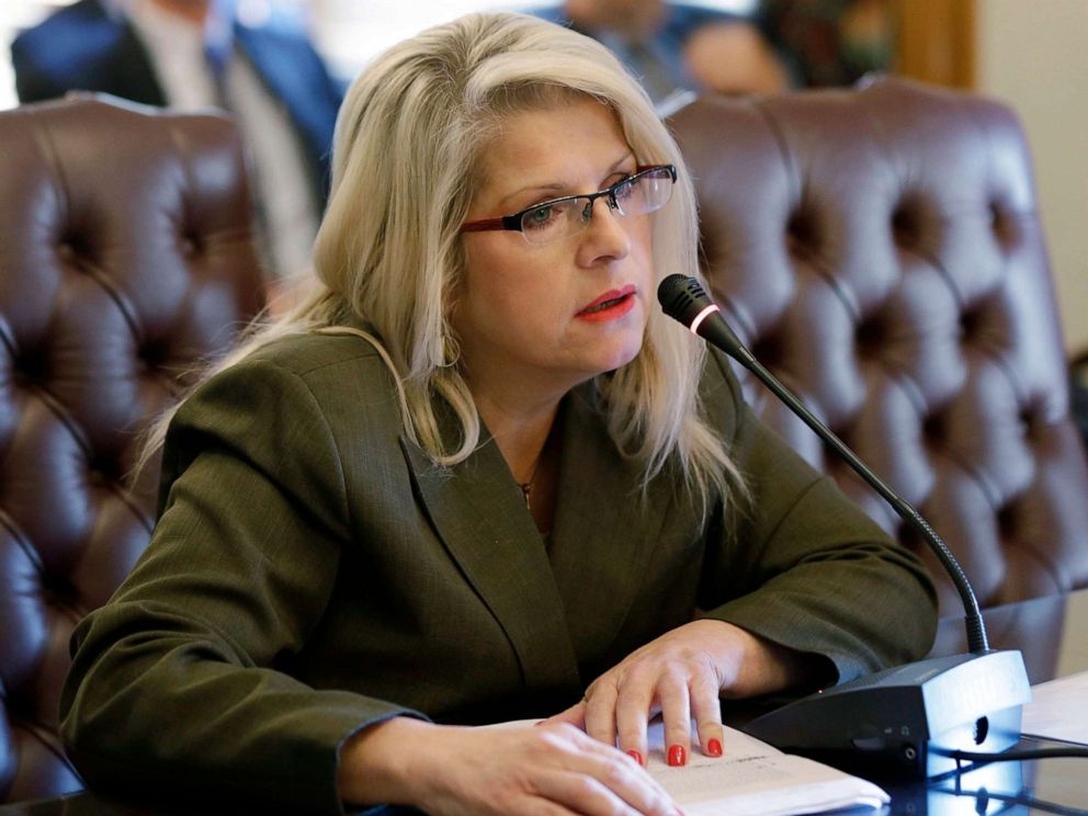 PHOTO: In this Jan. 28, 2015 file photo, Sen. Linda Collins-Smith speaks at the Arkansas state Capitol in Little Rock, Ark.