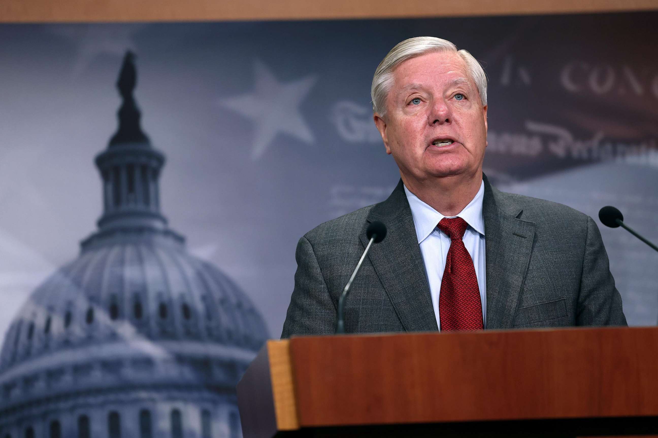 PHOTO: In this May 3, 2023, file photo, Sen. Lindsey Graham speaks in Washington, D.C.