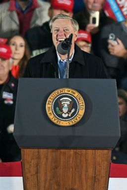 PHOTO: Sen. Lindsey Graham speaks during a rally in Tupelo, Miss., Nov. 26, 2018.