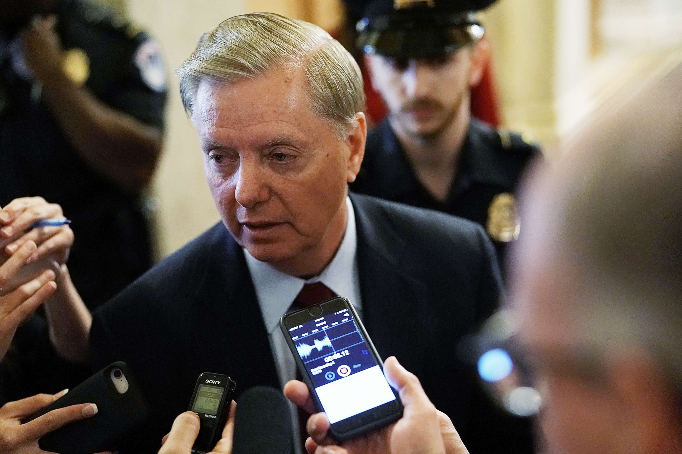 PHOTO: Sen. Lindsey Graham  speaks to reporters at the U.S. Capitol, October 5, 2018, in Washington, D.C.