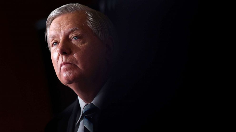 PHOTO: Sen. Lindsey Graham attends a press conference at the U.S. Capitol on Aug. 5, 2022, in Washington, D.C.