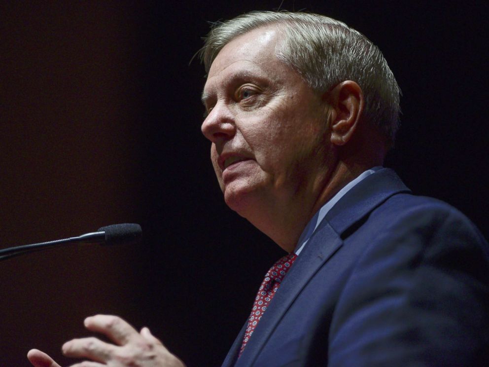 PHOTO: Senator Lindsey Graham speaks during an event at the U.S. Capitol Visitor Center, May 17, 2018 in Washington, D.C.