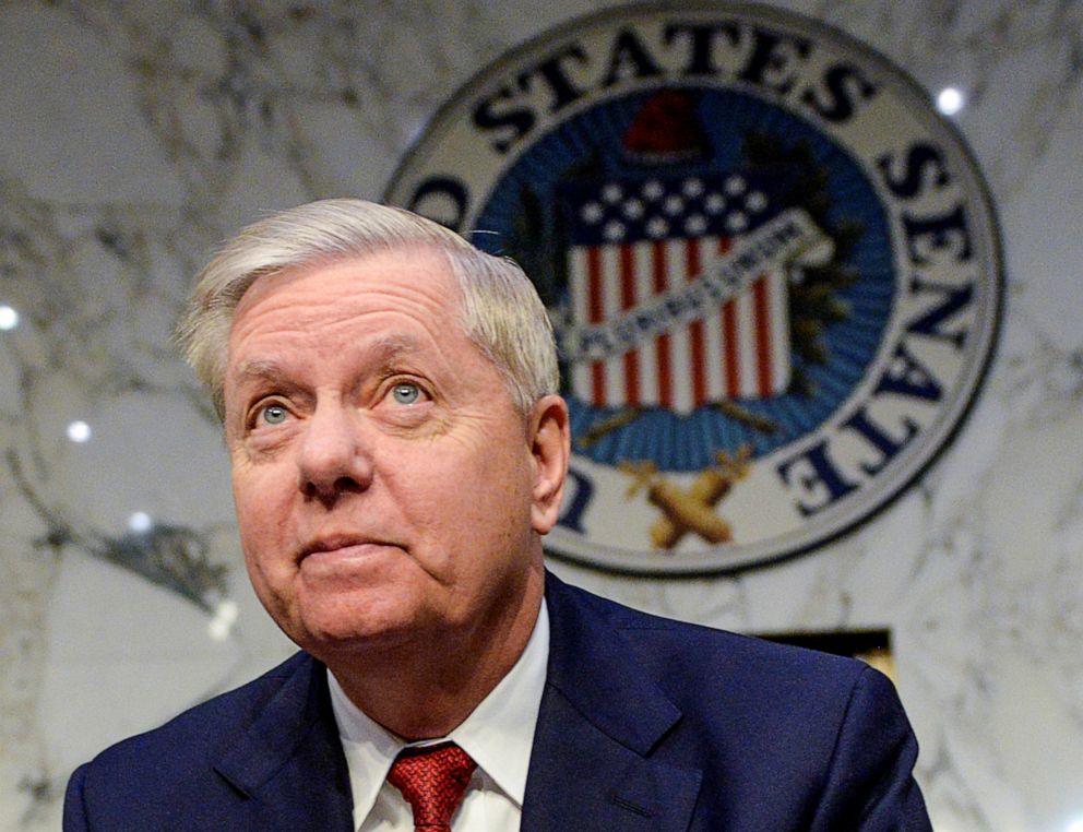 PHOTO: Sen. Lindsey Graham arrives prior to a Senate Judiciary Committee hearing on Capitol Hill in Washington, Dec. 11, 2019.