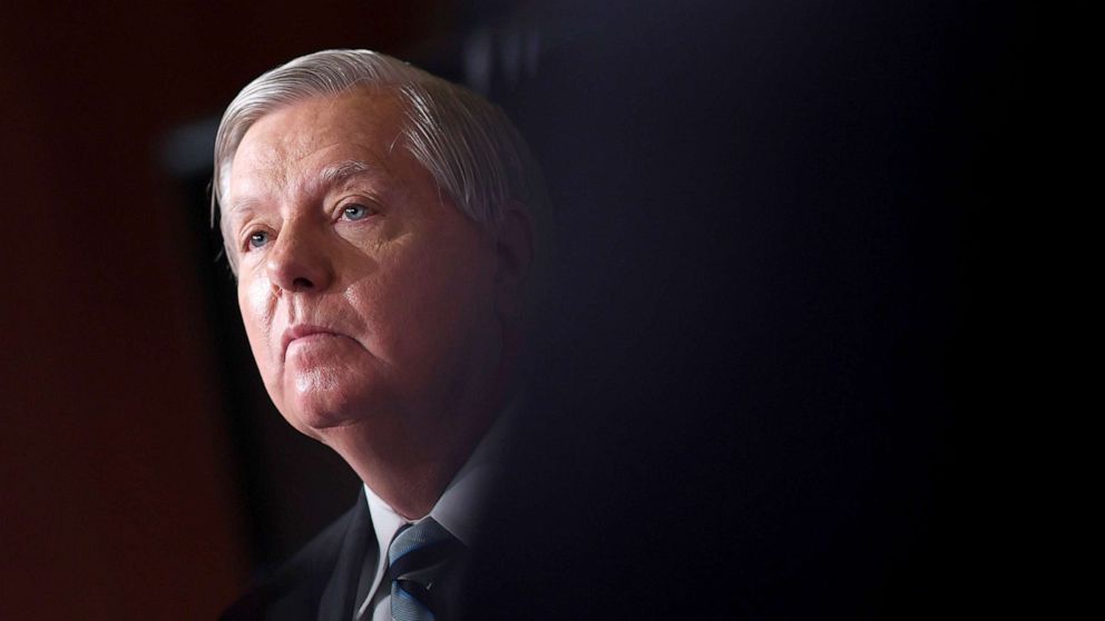 PHOTO: Sen. Lindsey Graham attends a press conference in Washington, Aug. 5, 2022.