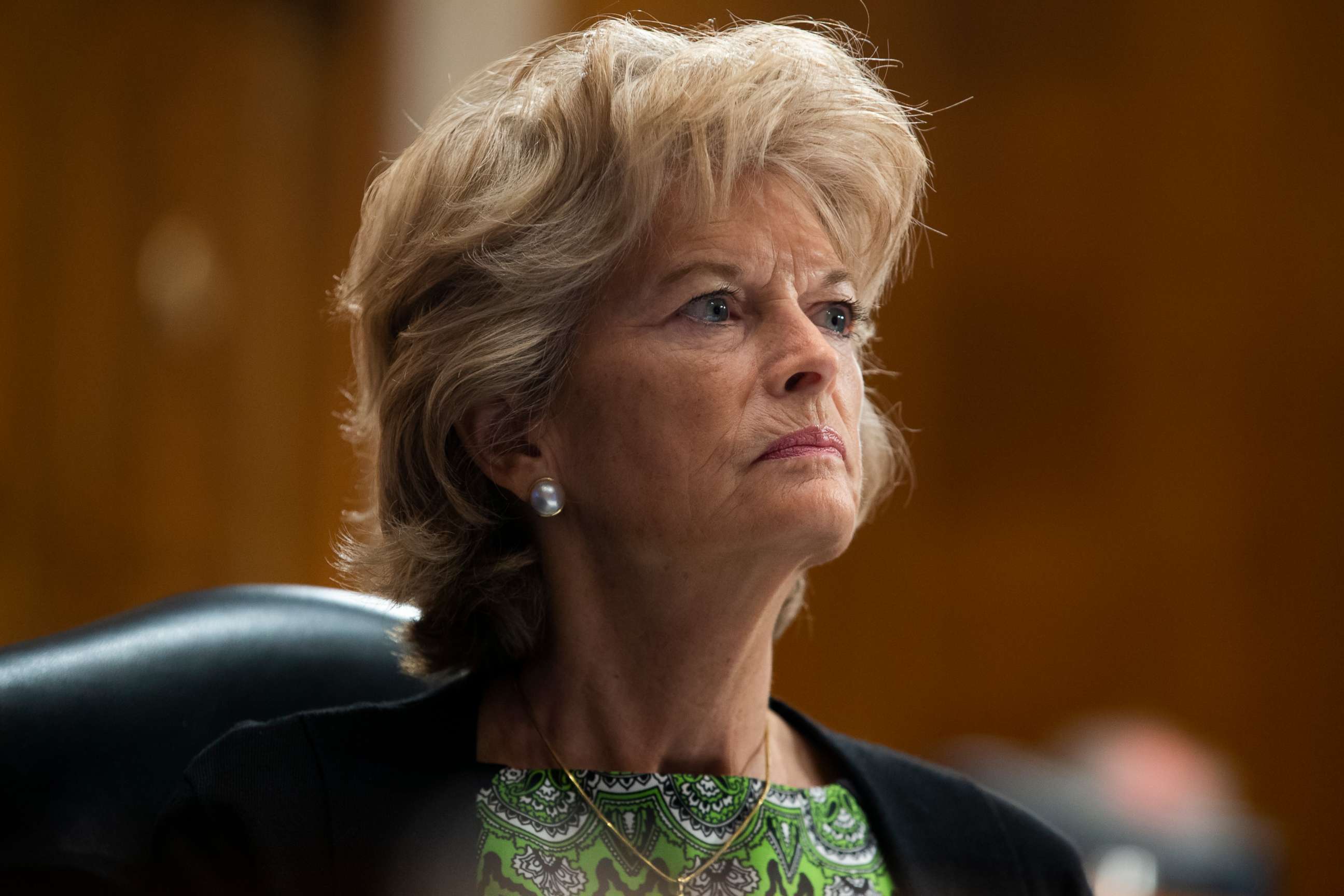 PHOTO: In this June 23, 2020, file photo Sen. Lisa Murkowski, R-Alaska, listens during a Senate Health, Education, Labor, and Pensions Committee hearing to examine COVID-19 on Capitol Hill in Washington.