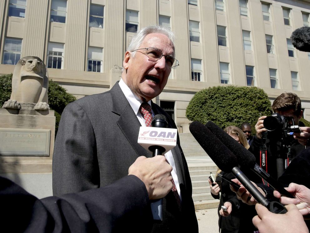 PHOTO: Former Representative Bob Livingstone (R-LA) speaks to the media after a meeting with Republican presidential candidate Donald Trump in Washington, March 21, 2016.