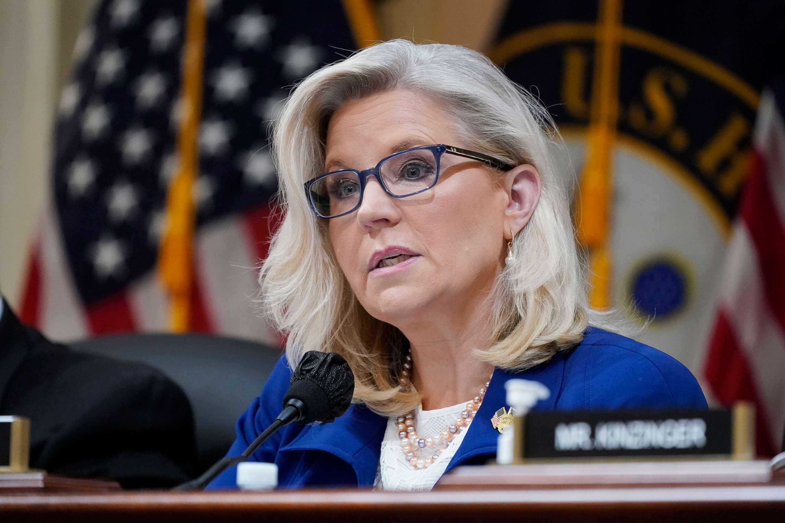 PHOTO: Vice Chair Liz Cheney speaks as the House select committee investigating the Jan. 6 attack on the U.S. Capitol, holds a hearing on Capitol Hill in Washington, D.C., on Oct. 13, 2022.