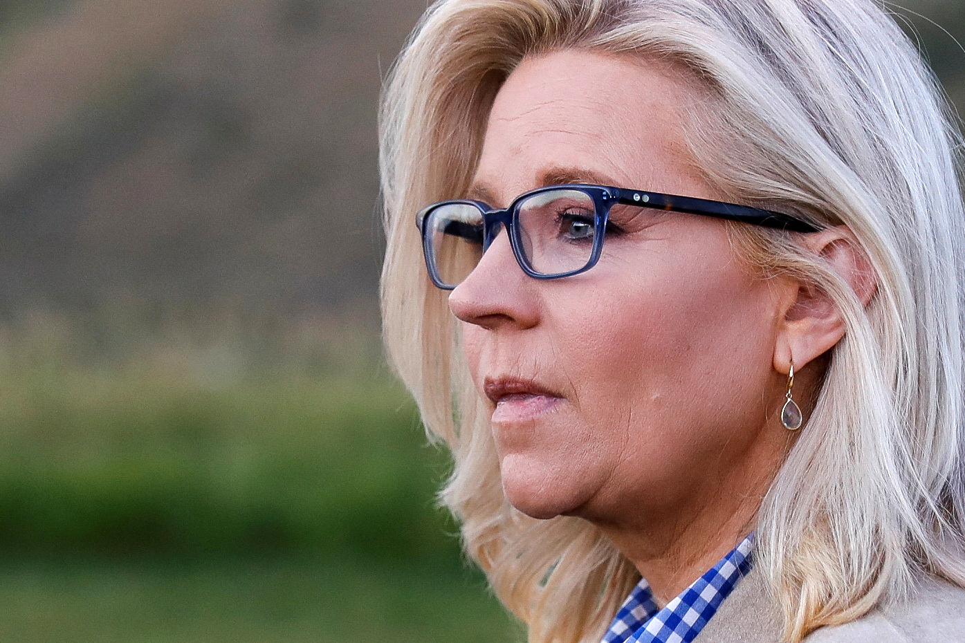 PHOTO: Rep. Liz Cheney looks on during her primary election night party in Jackson, Wyoming, August 16, 2022.
