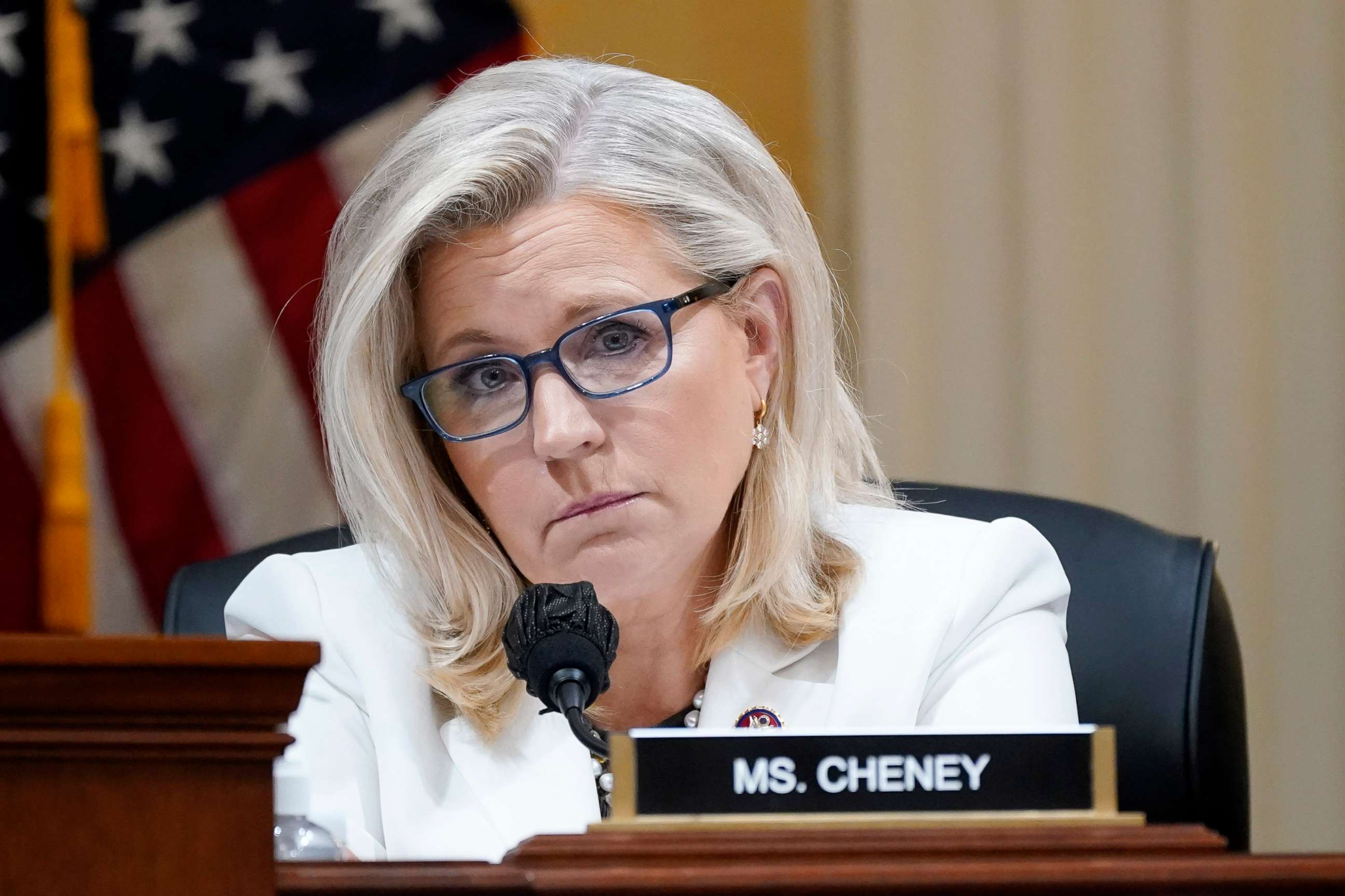 PHOTO: Rep. Liz Cheney conducts a hearing of hte House select committee investigating the Jan. 6 attack on the Capitol, in Washington, June 23, 2022.