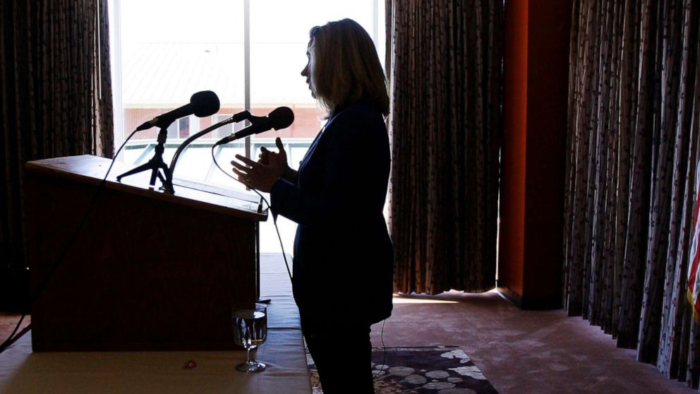 PHOTO: Liz Cheney holds a press event after launching her campaign to run against Sen. Mike Enzion in Casper, Wyo., July 17, 2013.