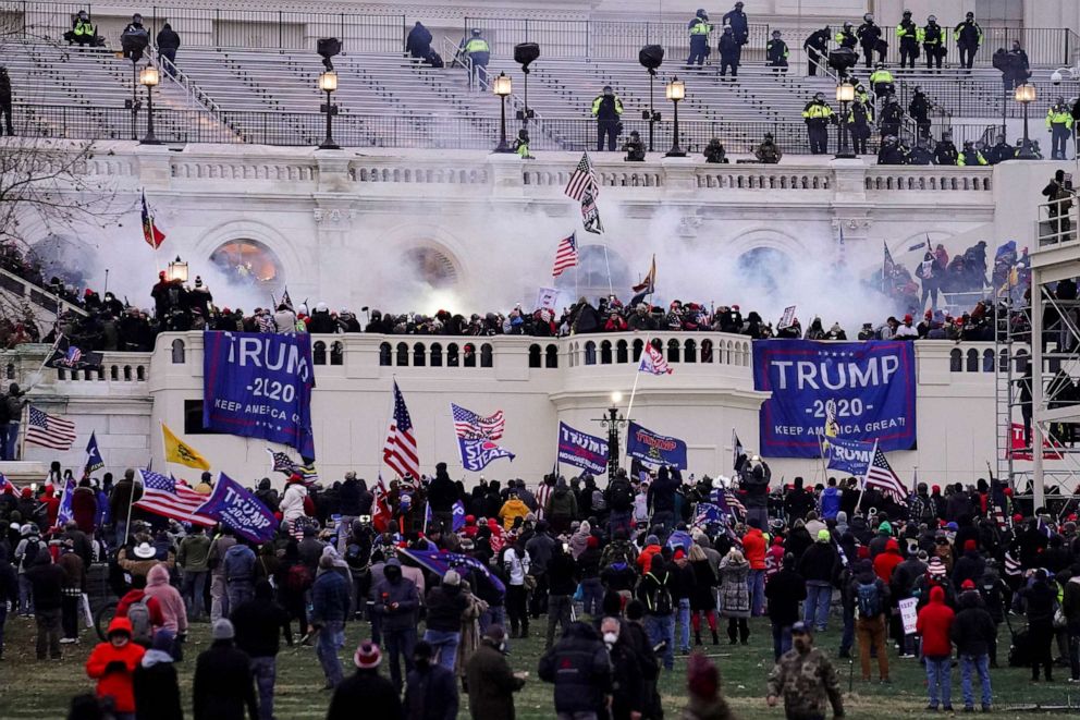 PHOTO: FILE - Violent rioters, loyal to President Donald Trump, storm the Capitol in Washington, Jan. 6, 2021.