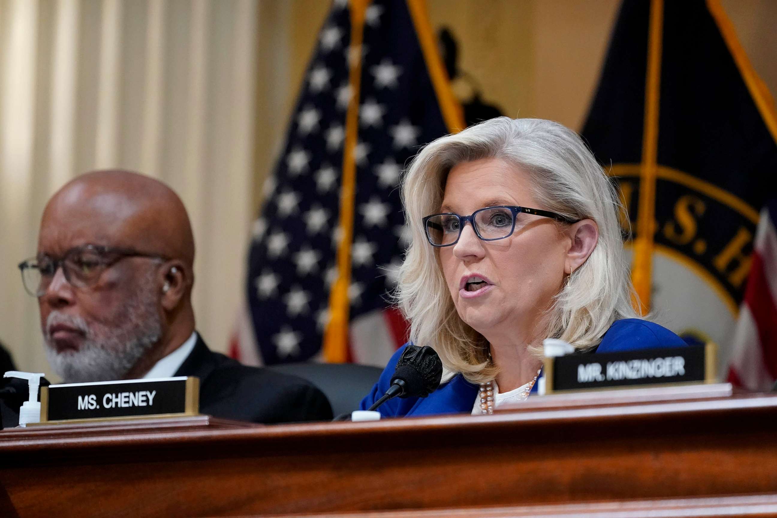 PHOTO: FILE - Vice Chair Liz Cheney, R-Wyo., speaks as the House select committee investigating the Jan. 6 attack on the U.S. Capitol, holds a hearing on Capitol Hill in Washington, Oct. 13, 2022.