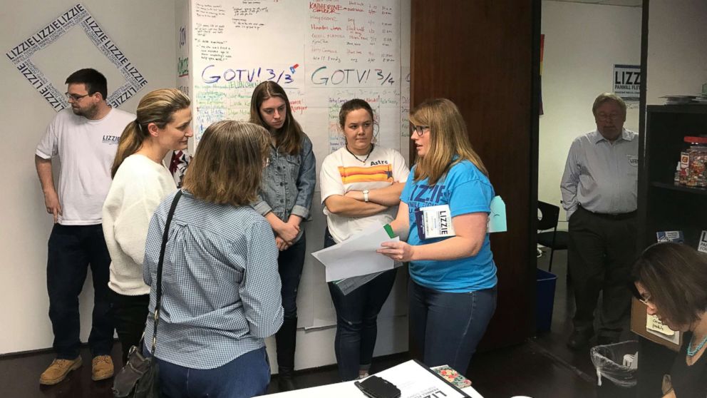 PHOTO: Lizzie Pannill Fletcher campaign volunteers and staff gather at campaign headquarters. 