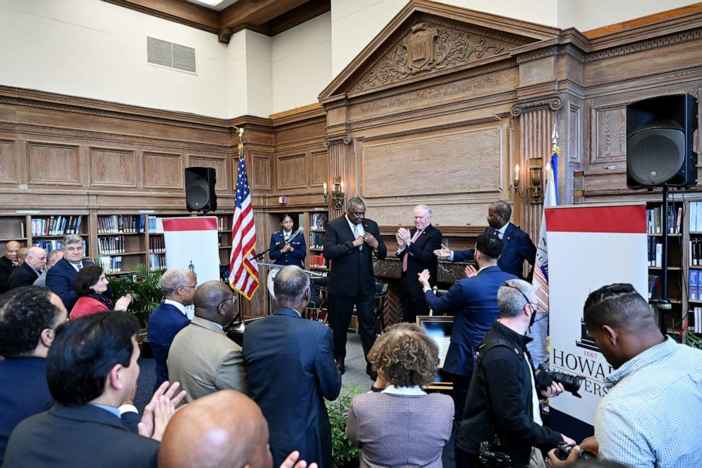 PHOTO: Secretary of Defense Lloyd J. Austin III during an event to announce that Howard University has been awarded $90 million in funding for a University Affiliated Research Center Consortium at Howard University, Jan. 23, 2023 in Washington, DC.