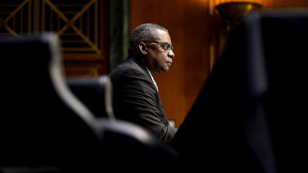 PHOTO: Secretary of Defense nominee Lloyd Austin listens during his conformation hearing before the Senate Armed Services Committee on Capitol Hill in Washington, Jan. 19, 2021.