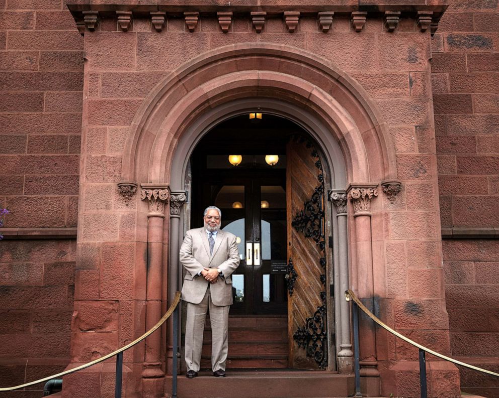PHOTO: Secretary-elect Lonnie G. Bunch stands at the East Door of the Smithsonian Castle, May 28, 2019.