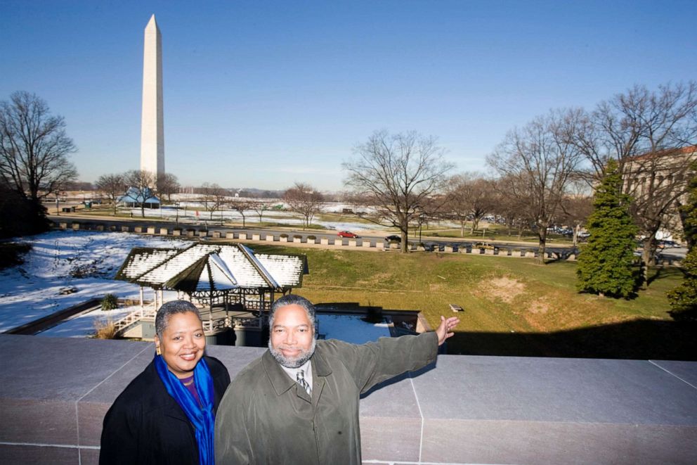 PHOTO: Director of the National Museum of African American History and Culture (NMAAHC), Lonnie Bunch, with Deputy Director, Kinshasha Holman Conwill, view the site for the new museum on the National Mall.