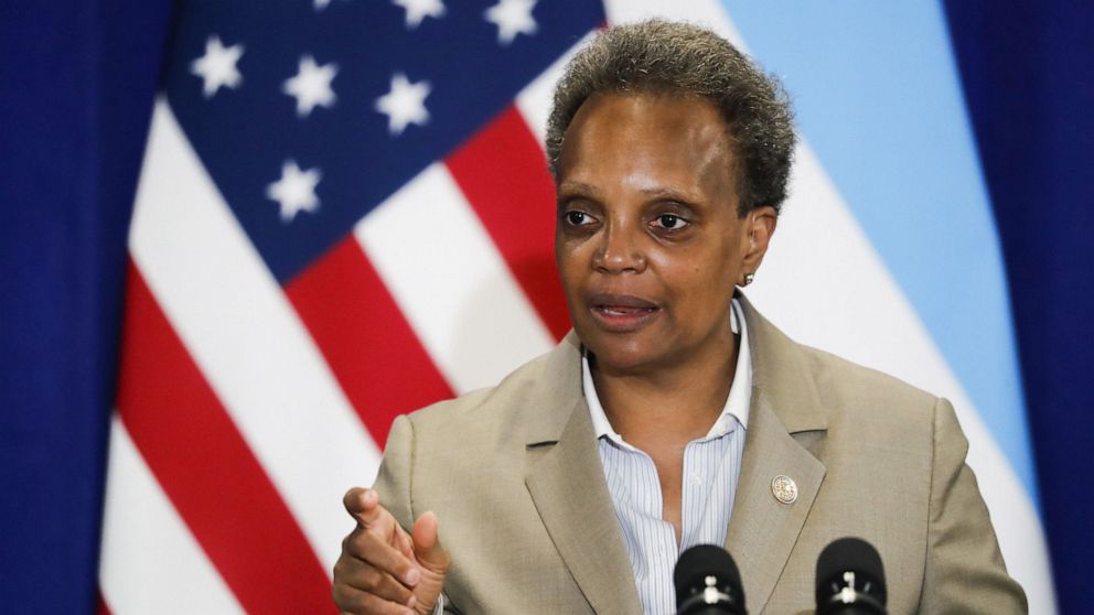 PHOTO: Mayor of Chicago, Lori Lightfoot speaks at a press conference, June 15, 2020.