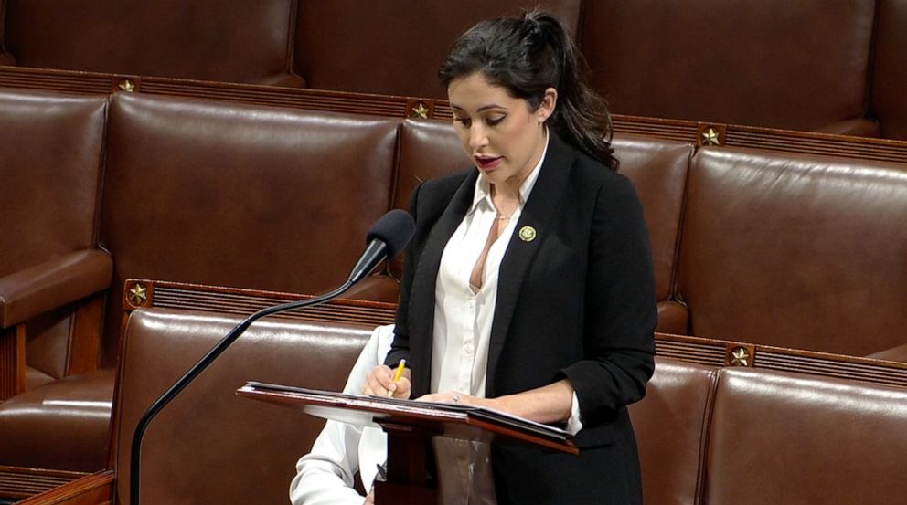 PHOTO: Rep. Anna Paulina Luna speaks on the house floor during a debate over the censure of Rep. Adam Schiff, June 21, 2023.