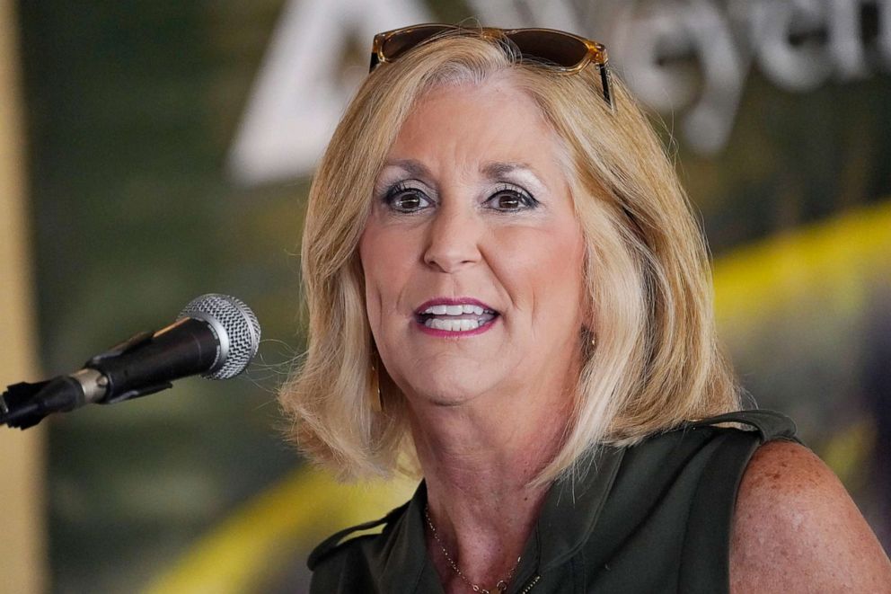 PHOTO: In this July 29, 2021 file photo, Republican Attorney General Lynn Fitch speaks at the Neshoba County Fair in Philadelphia, Miss.