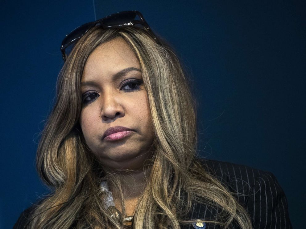 PHOTO: Lynne Patton, event planner and Head of Region II for HUD, looks on during a press conference at the Jacob Javits Federal Building, Jan. 31, 2019, in New York City.