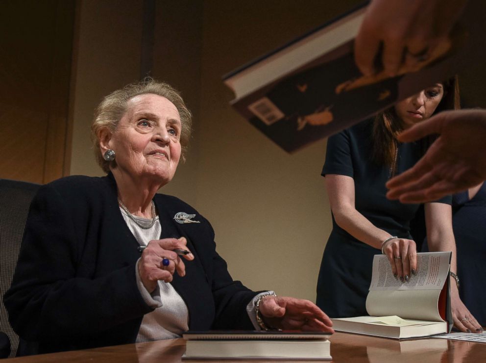 PHOTO: Former Secretary of State Madeleine Albright signs copies of her new book, Fascism: A Warning, April, 16, 2018 in Washington, D.C.