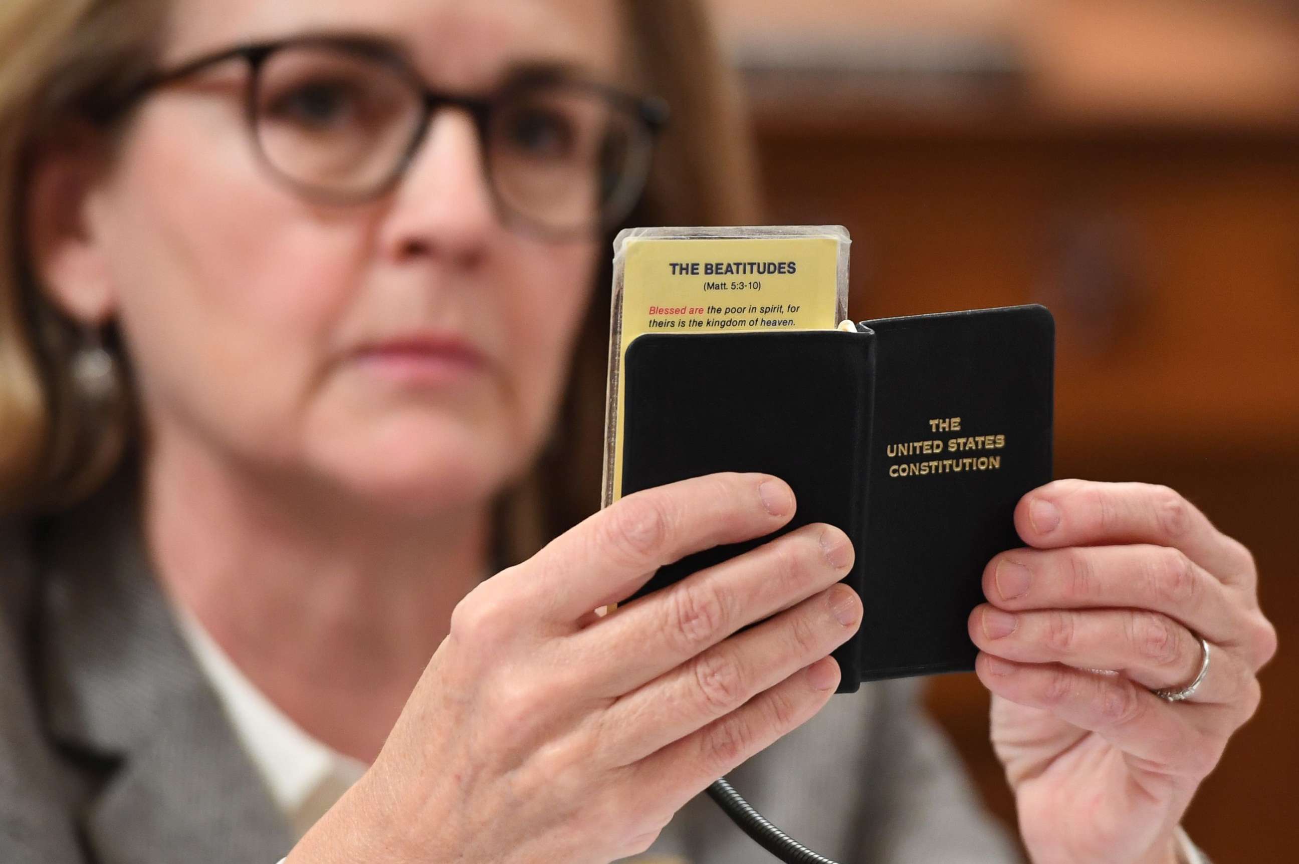 PHOTO: Democratic Rep. Madeleine Dean holds a copy of the U.S. Constitution during the House Judiciary Committee's markup of House Resolution 755, Articles of Impeachment Against President Donald Trump, on Capitol Hill in Washington, Dec. 12, 2019.