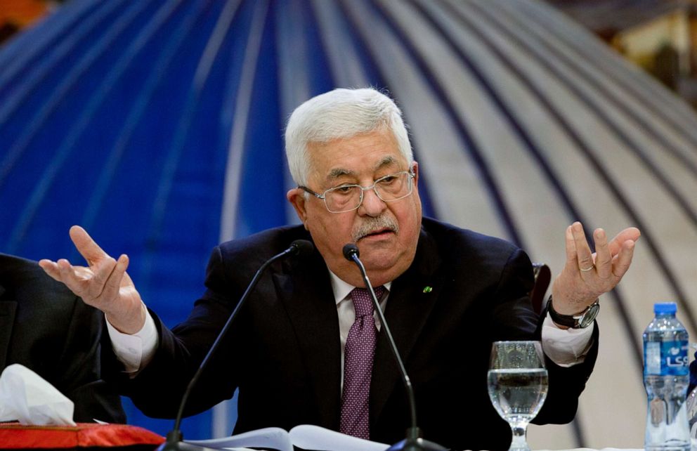 PHOTO: Palestinian President Mahmoud Abbas speaks after a meeting of the Palestinian leadership in the West Bank city of Ramallah, Jan. 22, 2020.